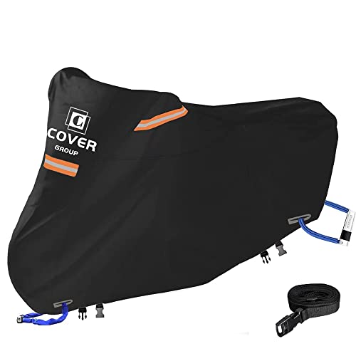 COVERGROUP 420D丈夫厚手 バイクカバー 原付 50cc 80cc 100cc 125cc 耐熱防水撥水防塵バイク用車体カバー紫外線防止色褪せない風飛び防止盗難防止収納袋付(M:205*90*100CM) 1枚目 画像