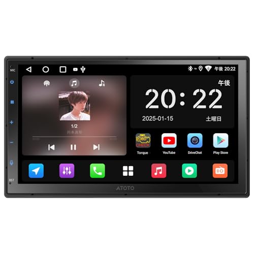 ATOTOLIFE 2DINディスプレイオーディオ、オーディオ一体型Androidナビ7インチ、ワイヤレスCarPlay/Android Auto、GPS追跡、WiFi/Bluetooth/USB、24EQ&DSP、AI会話、音声・映像再生機能、乗物用ナビゲーション装置、A5LG2B7T 1枚目 画像