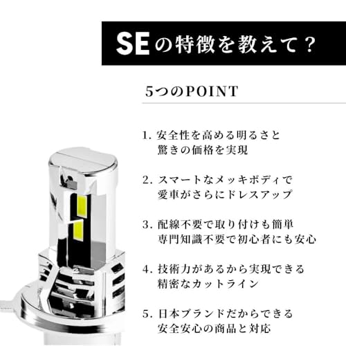 HID屋 SE H4 LEDヘッドライト 18300cd 配線レス ホワイト 車検対応 取付簡単 爆光 12V 2本1セット スペシャルエディション h4 led h4ヘッドライト 中間 画像