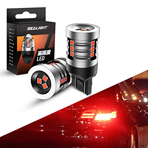 SEALIGHT T20 LED バックランプ 爆光 高輝度 ダブル球 キャンセラー内蔵 後退灯 ブレーキランプ バックライト テール ストップ ランプ T20/7443/7440/WY21W レッド DC12V車用 車検対応 無極性 50000時間以上寿命 J1シリーズ (2個入り) 1枚目 画像