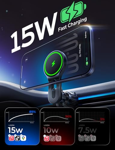 【2025最新強化版 Magsafe充電器】 LISEN スマホホルダー車載充電 対応 iPhone 17 車 magsafe 車載ホルダー ワイヤレス充電器 マグセーフ 車 15W 車載スマホホルダー マグセーフ 車載充電器【吹出口を塞ぎません】 急速充電&史上最強の磁力 iPhone17Air/17pro max 16/15/シリーズ対応,すみいろ 中間 画像