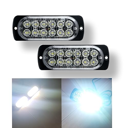 スーパーブライト 超爆眩 LED ストロボライト ストロボフラッシュ デイライト12LED搭載 点滅 緊急 警告灯 汎用車用 12V 24V 車 バイク トラック (ホワイト) 1枚目 画像