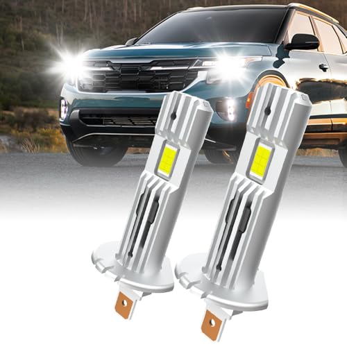 AUXITO H1 led ヘッドライト 車検対応 H1 led 12連高輝度LEDチップ搭載 爆光 led H1 6500k ホワイト 2倍の明るさ H1 ポン付け 無極性 取付簡単 ファンレス 光軸調整フリー 12V車用 キャンセラー内蔵 H1 バルブ 静音 販売者2年保証 (2個セット) 1枚目 画像