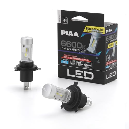 PIAA(ピア) 車用 バルブ ヘッドライト/フォグライト用 LED 6600K 〈コントローラーレスタイプ〉 12V 18/18W Hi3800/Lo3000lm H4 3年保証 車検対応 2個入 LEH170 1枚目 画像