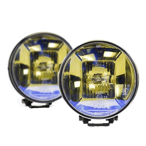 IPF フォグランプ ハロゲン H3 丸形 直径166mm イエロー 12V用 2個セット ハイブリット配光(ドライビング&スポット) ゴールドレンズ オフロード S-9681 1枚目 画像