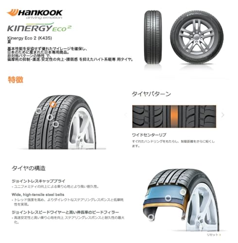 ハンコック(Hankook) 165/55R15 75V Kinergy Eco 2 K435 キナジーエコ2 最後 画像