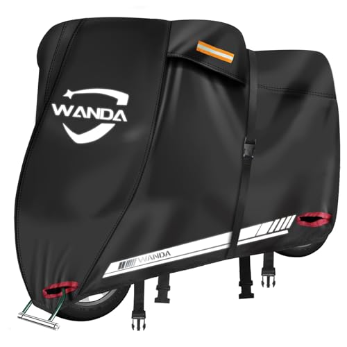 WANDA バイクカバー【420D厚手・全天候型・防水】破れにくい/耐熱/溶けない/UVカット/色褪せない/超撥水 【50cc-1800cc対応】風飛び防止/広い反射材/通気孔 オックス生地 (2XL:245*110*130) 1枚目 画像