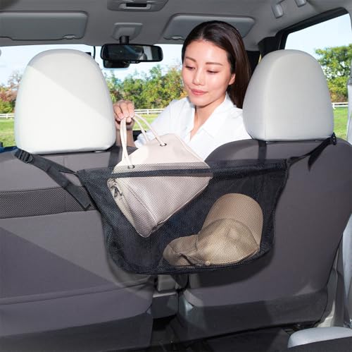 アストロ 車用収納ポケット ブラック 【車内 収納ネット カーシートポケット 荷物入れ】 中身が見えるメッシュポケット 買い物袋 カバン入れ 鞄ホルダー 収納バッグ 車載 シートバックポケット ハンモック 吊り下げ 荷崩れ防止 小物入れ カー用品 カーアクセサリー 車内空間 デッドスペースを有効活用 607-62 1枚目 画像
