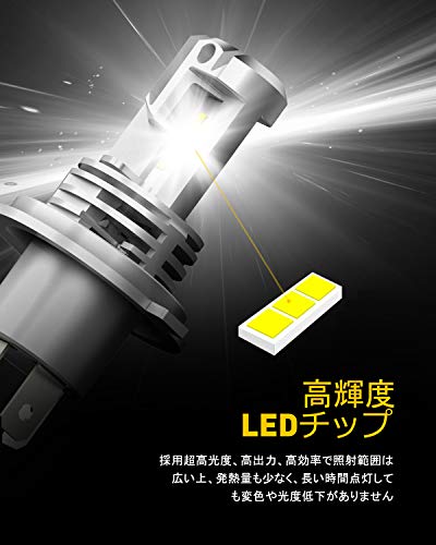 AUXITO H4 Hi/Lo LEDヘッドライト 車用 新基準車検対応 ZES LEDチップ搭載 3倍明るさUP ほぼ純正ハロゲンサイズの登場 高輝度 6500K 12V車対応(ハイブリッド車・EV車対応) 定電流回路搭載 長寿命 高速回転冷却ファン付け 放熱性抜群 静音 瞬間起動 2個入り ホワイト 販売者3年保証 - M3H4 最後 画像