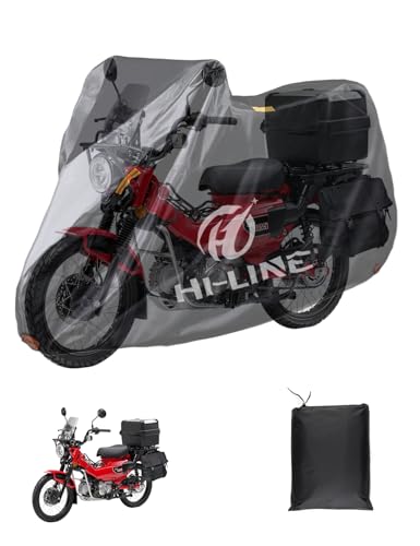 HI-LINE バイクカバー 厚手 420D 原付/原付二種/スクーターに対応 防水カバー 撥水加工 盗難防止 前後ロック穴 耐熱 紫外線防止 防風 中央バックル付き 裾を絞るゴム 警告反射テープ バイク用車体カバー 収納バッグ付き(L:220*95*110cm) 1枚目 画像