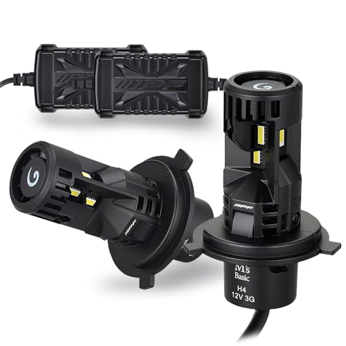 【Amazon.co.jp 限定】 M's Basic by IPF ヘッドライト LED 車用 H4 Hi Lo切替 5500lm/4800lm 6500K ホワイト 12V24V兼用 2本入 車検対応 ドライバーユニット別体型 デュアル冷却ファン内蔵 ノイズ対策済 追加ロービーム搭載 トライアングル照射構造 手前が見易い AMZ-HL541 1枚目 画像