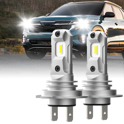 AUXITO H7 LEDヘッドライト車検対応 H7 LED 8つの超高輝度CSPチップ搭載 2倍ハロゲン明るさ キャンセラー内蔵 1:1ミニサイズ 無極性 アダプター不要 取り付け簡単 6500Kホワイト ファンレス H7フォグライトと交換できる 2個入り 12V車専用 販売者2年保証 -GFH7 1枚目 画像