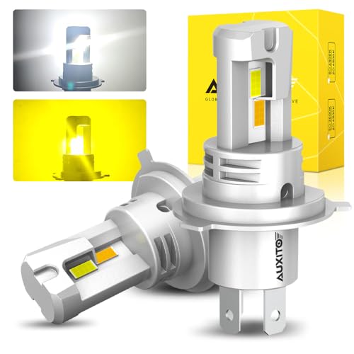 AUXITO h4 led ヘッドライト 2色切り替え LO ホワイト(6500K) HI イエロー(3000K ) h4 led ライト 4倍明るさUP 車検対応 DC12V-18V 車用/バイク用 無極性 取り付け簡単 キャンセラー内蔵 三重放熱デザイン 50000h 長寿命 2個セット 1枚目 画像
