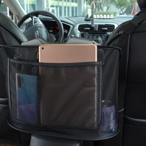 サムコス 車用収納ポケット 収納バッグ 車用 ネットポケット 車用座席間 カバン収納 トランク 大容量 汚れ・傷に強い 小物入れ 自動車 便利グッズ車の収納 ケース 大容量 車内装 内用 前部座席用 座席隙間収納 折り畳み式 多機能 壁掛け 簡単取付(ブラック) 画像1