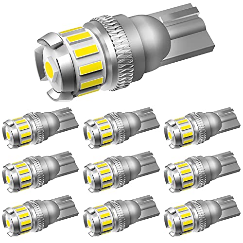 OXILAM T10 LED ホワイト 高輝度 爆光 CANBUSキャンセラー内蔵 ポジションランプ ナンバー灯 ルームランプ メーターランプ 無極性 6500k DC9-18V ウエッジ球 車用 車検対応 10個入 1枚目 画像