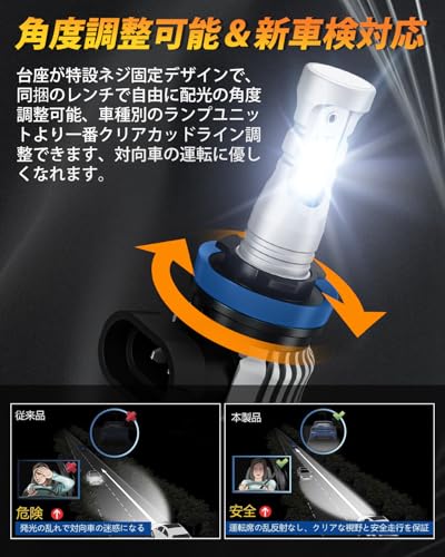 BORDAN LED フォグランプ H8 H11 H16 2色切替 ホワイト/イェロ 爆光 メモリー機能 リセット機能 新車検対応 DC12-16V 1860CSPチップ ラジオノイズ対策 結露対策 日本語説明書付き キャンセラー内蔵 無極性 ファンレス 2個入り 中間 画像