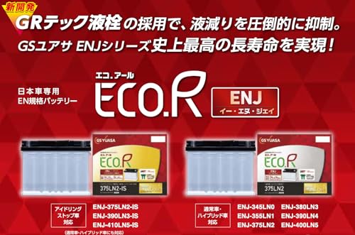 GSユアサ ENJ 355 LN1 ECO.R ENJ 国産車専用バッテリー GRテック液栓 GS YUASA ジーエスユアサ 中間 画像