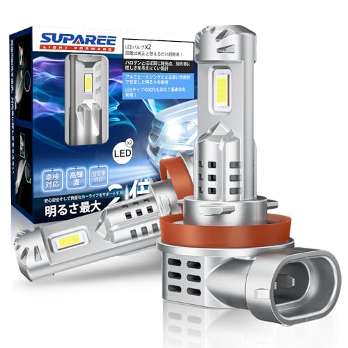 SUPAREE h11 LED ヘッドライト 爆光 新車検対応 ハイパワー35W 冷却ファン付き 高輝度 ノイズ抵抗 12V車(ハイブリッド車・EV車対応) ホワイト 6500K 2個セット 1枚目 画像