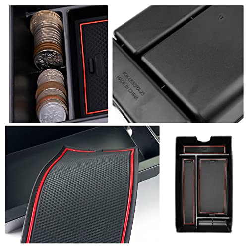 ruiya 改良済み 新型 レクサスrx 5代目 RX500h RX450h+ RX350h 専用 コンソールトレイ コンソール トレイ コンソールボックス センターコンソール レクサスRX500h アクセサリー 小物入れ ABS素材 ガタガタ音なし 内装パーツ カスタムパーツ (レッド) 中間 画像