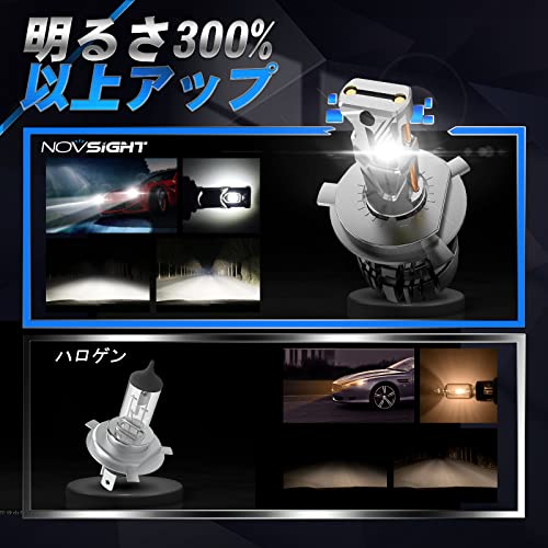 NOVSIGHT led ヘッドライト H4 hi/lo 30000lm(15000lm*2) 車検対応12v車適応 140w(70w*2) 6500k 12V 車 バイク用 IP68 超高輝度 爆光 高性能バルブ 販売者2年保証 2個入り 中間 画像