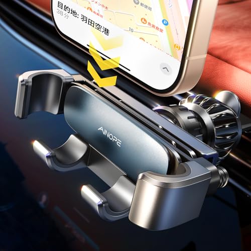 【2025最新進化クリップ&最強の安定】AINOPE スマホホルダー 車 車載ホルダー 重力式 エアコン吹き出し口 片手操作 車 スマホスタンド 回転可能 自由調節 手帳型ケース 車用 スタンド カー用品 iPhone 17 16 15 14 13 12 Pro Max Xperia Galaxy S25など4-7インチ全機種対応青灰色 画像1