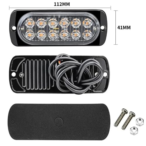 スーパーブライト 超爆眩 LED ストロボライト ストロボフラッシュ デイライト12LED搭載 点滅 緊急 警告灯 汎用車用 12V 24V 車 バイク トラック (ホワイト) 最後 画像