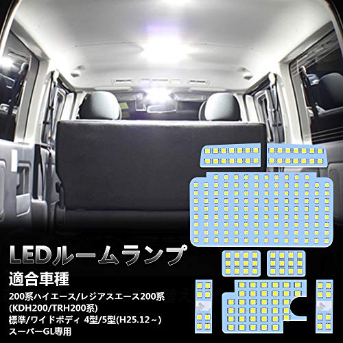 OPPLIGHT ハイエース LED ルームランプ トヨタ ハイエース200系 4型/5型/6型/7型/8型 スーパーGL用 ホワイト 室内灯 専用設計 爆光 カスタムパーツ 200系ハイエース / レジアスエース200系(KDH200/TRH200系) 標準/ワイドボディ 4型/5型 LEDバルブ 内装パーツ 取付簡単 8点セット (トヨタ ハイエース 用) 1枚目 画像