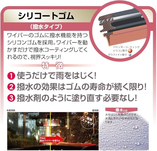 PIAA(ピア) ワイパー ブレード 350mm 超強力シリコート 特殊シリコンゴム 1本入 呼番3RL リヤ専用 WSU35RL 最後 画像