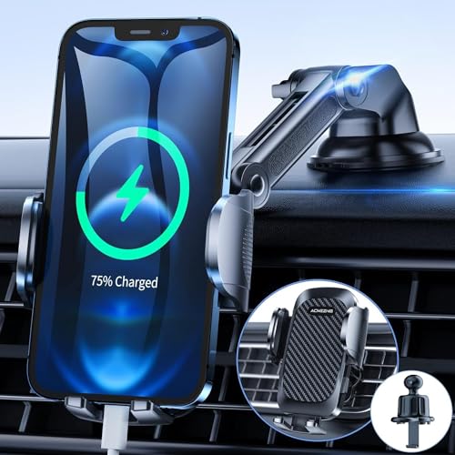 スマホホルダー 車 ACMEZING 車載ホルダー【業界新型フック式+粘着ゲル吸盤型登場】スマホスタンド カー用品 すまほほるだー エアコン吹き出し口&粘着ゲル吸盤兼用 2in1 携帯ホルダー 片手操作 伸縮アーム 360度回転 手帳型ケース対応 安定性アップ 取付簡単 日本語説明書付き 全機種対応 iPhone/Samsung/Sony/Galaxy/SHARP/など 父の日 プレゼント 1枚目 画像