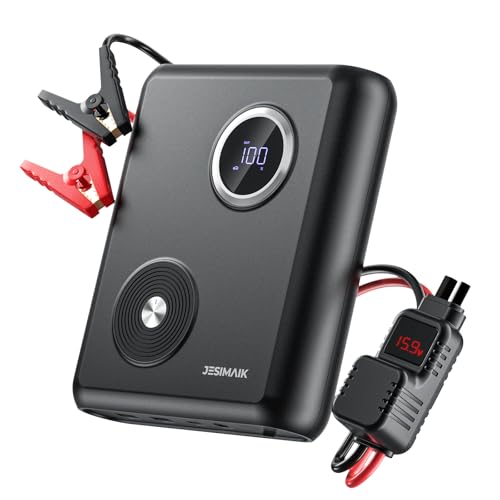 JESIMAIK ジャンプスターター GK03 業界初【ナトリウム電池搭載】リチウムバッテリー無し 燃えない 高安全性 27500mAh/88Wh大容量 2000Aピーク電流 PD60W急速充電 車緊急始動 12V車用 8.0Lガソリン/5.0Lディーゼル車対応 50回連続始動可能 10年以上超長寿命 充放電サイクル4000回 モバイルバッテリー 十重安全保護 PSE認証済 画像1