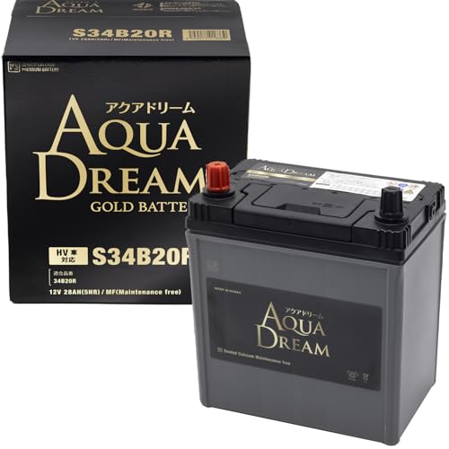 アクアドリーム 国産車 ハイブリッド車補機用バッテリー GOLD BATTERY GB S34B20R (主な互換/S34B20R) AGMタイプ AQUA DREAM 中間 画像