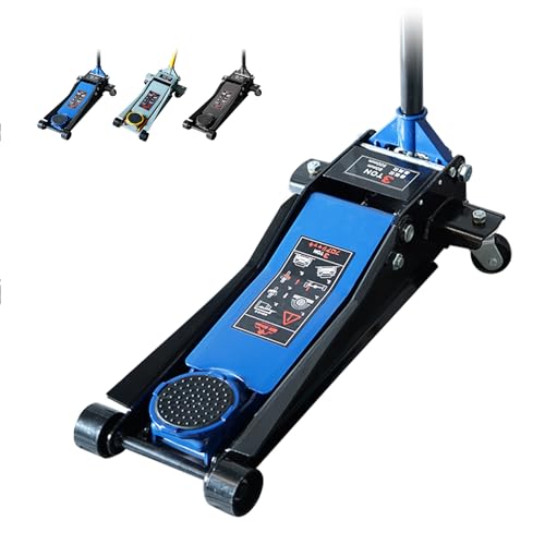 Fkstyle 【速さ2倍】デュアルポンプ式 油圧ガレージジャッキ フロアジャッキ 3t 低床対応 最低位80mm/最高位500mm 4輪キャスター 保護ゴムパッド付き ローダウン車対応 3色選択 [並行輸入品] 画像1