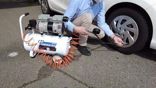 高儀(Takagi) 静音オイルレス エアーコンプレッサー 25L ACP-25SLB【オイルレスで簡単メンテ】【早いエアー充填】【タイヤ交換、空気入れ、エアブラシなど】EARTH MAN 100V 静音 小型 中間 画像