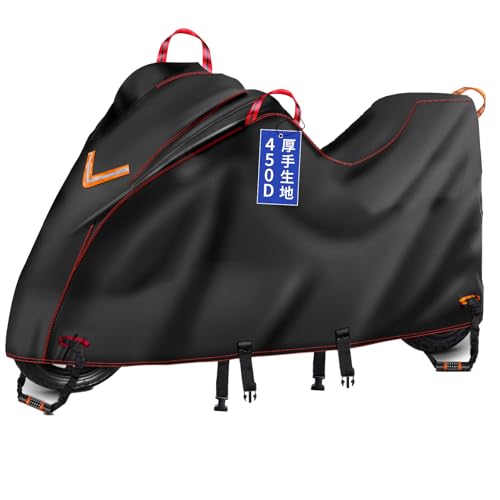 Bst Jyob バイクカバー オックス450D 厚手 【多サイズ展開 リアbox対応サイズあり 厚さ選択】 丈夫 破れない 風飛び防止 耐熱 防水 撥水 紫外線防止 盗難防止 スクーター/原付/125cc/250cc用/400cc用/小型/普通/大型/軽二輪など ボックスXL：全長220*前高110*リア高110 画像1