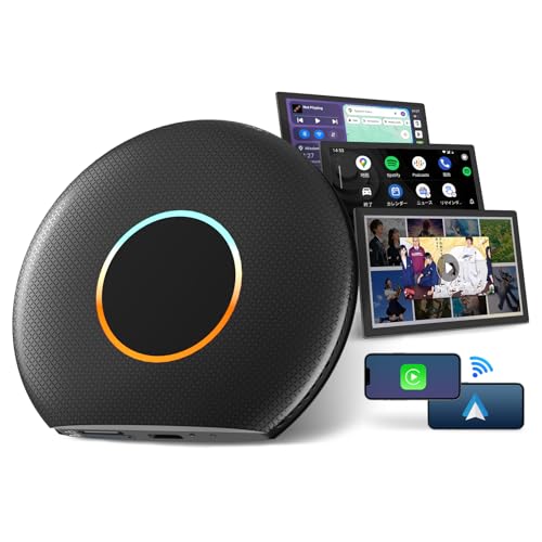 【未来の運転体験】CB6 AI Box (カープレイ AIボックス) 2025年版 ChatGPT搭載AIと会話、CarPlay ワイヤレス& Android Auto、GPS内蔵/画面分割、YouTube/Netflixなど視聴可能、SIMカード、4GB+64GB、ブラック【技適取得済み品】 画像1