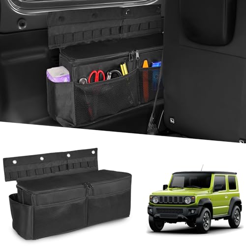 Auto Spec ジムニー ジムニーシエラ JB64W JB74W 専用 収納ボックス ヘッドレストホルダー マルチ収納ボックス 後部座席収納 テーブル 小物入れ ひっかき防止 スペース増やし 車中泊 取り付け簡単 左右側用 内装パーツ アクセサリー (運転席側用-R) 1枚目 画像