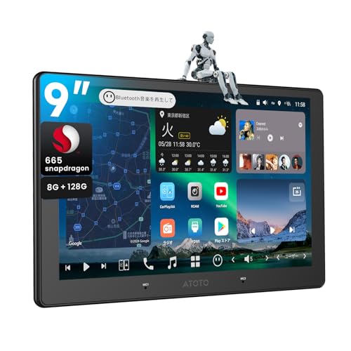 [9インチ QLED] ATOTOZONE AI Androidカーナビ，ダブルDINカーステレオ，8G+128G ディスプレイオーディオ，ワイヤレス Carplay & Android Auto，4G LTE, 2 Bluettoth，FLAC・7.1.2chオーディオ・36バンドEQ対応、HDMI入力 ，GPS トラッキング，LRV&SVC，ノイズキャンセリングマイク搭載，X10G209E 画像1