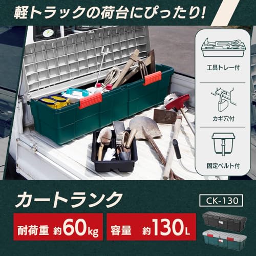 アイリスオーヤマ ハードケース 幅130cm 軽トラック荷台にぴったり カートランク 130L 固定ベルト付 CK-130 チャコールグレー 最後 画像