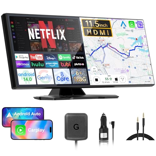 【Amazon.com.jp限定】VANBAR 11.5インチ ディスプレイオーディオAndroid14【 HDMI出力・Google Gemini AI・大画面】YouTubeやNetflixなどが動画視聴できる 2画面分割表示 8コアCPU 6GB RAM＋128GB ROM大容量 CarPlay Android Auto WiFi機能サポート ワイヤレスミラーリング 技適取得済み 画像1