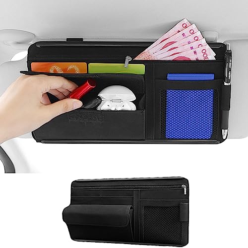 Ysemco 車用 サンバイザーポケット サングラスポケット カード収納 小物など収納可能 多機能 車内収納用品 (ブラック) 画像1