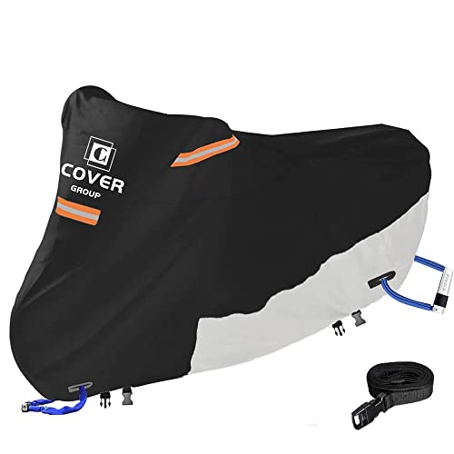 COVERGROUP 420D丈夫厚手 バイクカバー 原付 50cc 80cc 100cc 125cc 耐熱防水撥水防塵バイク用車体カバー紫外線防止色褪せない風飛び防止盗難防止収納袋付(M:205*90*125CM) 画像1
