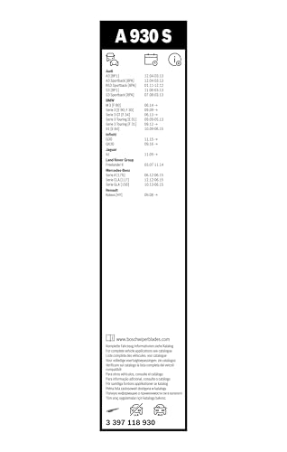BOSCH(ボッシュ) 輸入車用 フラットワイパーブレード エアロツイン 車種専用セット 600/475mm A930S 中間 画像