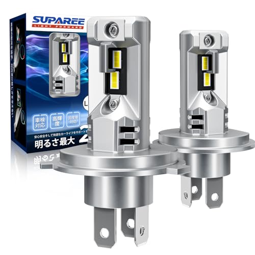 『業界最ちっちゃ！』SUPAREE H4 LED ヘッドライト 車検対応 爆光 Hi/Lo 14000lm 20W*2 6500K ハロゲンより小さい 高光効CSPチップ搭載 車/バイク用 DC12V 2重放熱 ファンレス 長寿命 ノイズ対策 画像1