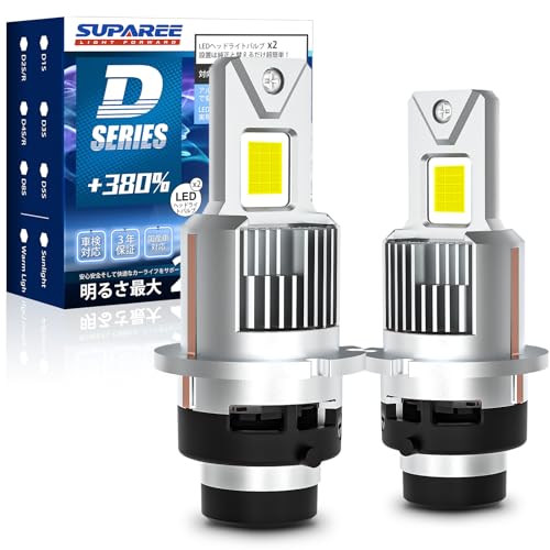SUPAREE d4s led ヘッドライト 爆光 車検対応 純正HID交換用 ホワイト6500K 配線レス DC12V 高速冷却ファン IP68防水対策 キャンセラー内蔵 ポン付け 2個入り 画像1
