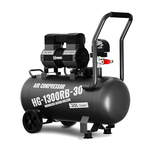 HAIGE (ハイガー) コンプレッサー 静音 高吐出量 メンテナンスフリー オイルフリー HG-1300RB-30 (30L) /HG-1300RB-39 (39L) 30L ブラック 画像1