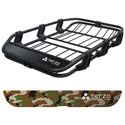 Terzo テルッツォ (by PIAA) ルーフラック 1個入 【ルーフバスケット Styleシリーズ】 Tough style (タフスタイル) レギュラー + デザインパネル(整流板)カモフラージュ柄のセット EA317+EA321A 1枚目 画像
