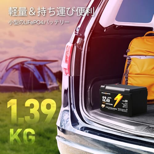 GOLDENMATE 12.8V 12Ah LiFePO4バッテリー リン酸鉄リチウムイオンバッテリー IP67防水 153.6Wh BMS内蔵 5000以上のサイクル 小型&軽量 高性能 電動車椅子 車中泊 サブ電源 非常用電源 ソーラー発電システム CRIUS12 中間 画像