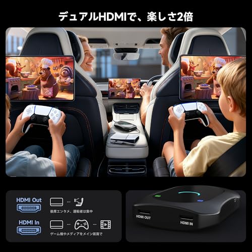 CarPlay AI Box [カープレイ ai ボックス] ワイヤレスCarPlay・Android Auto対応, [フルAndroid｜4G LTE対応] YouTube・Netflix・Spotify再生対応カービデオボックス｜[HDMI 出力] セカンドスクリーン対応/[HDMI 入力] コンソールモニター接続可/4G・デュアルBluetooth・Wi-Fi・GPS内蔵・DVD再生対応 中間 画像