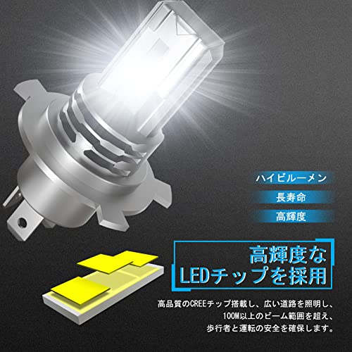 NOVSIGHT H4 LEDヘッドライトHI/LO切替 ファンレス 取り付け簡単 高性能チップ搭載 車/バイク用 爆光車検対応6倍明るさアップ50W DC9-32V 6000K ホワイト 一体型 LEDバルブ フォグランプ 2個セット 販売者2年保証 最後 画像