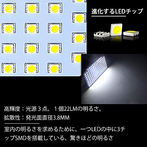 OPPLIGHT ハイエース LED ルームランプ トヨタ ハイエース200系 4型/5型/6型/7型/8型 スーパーGL用 ホワイト 室内灯 専用設計 爆光 カスタムパーツ 200系ハイエース / レジアスエース200系(KDH200/TRH200系) 標準/ワイドボディ 4型/5型 LEDバルブ 内装パーツ 取付簡単 8点セット (トヨタ ハイエース 用) 中間 画像